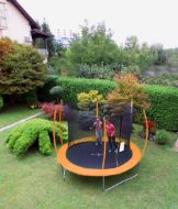 Slika Trampolin LEGONI SPACE z zaščitno mrežo 366 cm, oranžen